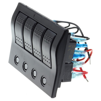 PANEL ELEKTRYCZNY WODOSZCZELNY IP68, 12/24V, 4 ROCKER SWITCH LED