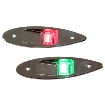 ZESTAW LAMP NAWIGACYJNYCH BURTOWYCH CZERWONA I ZIELONA EYE LED - 12V OBUDOWA STAL NIERDZEWNA