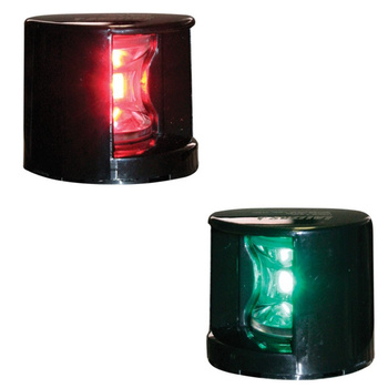 ZESTAW LAMP NAWIGACYJNYCH BURTOWYCH CZERWONA I ZIELONA LED 12V - FOS OBUDOWA CZARNA MONTAŻ POZIOM