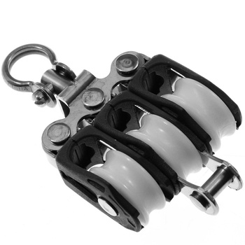 BLOCZEK POTRÓJNY Z KRĘTLIKIEM I ZACZEPEM - ROZMIAR 0 - LINA 5MM (W)