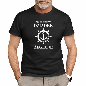 KOSZULKA MĘSKA NAJLEPSZY DZIADEK ŻEGLUJE CZARNA