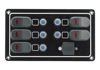 PANEL ELEKTRYCZNY TABLICA ROZDZIELCZA 5 WŁĄCZNIKÓW ŁADOWANIE USB