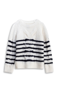 MARINA MILITARE SWETER DAMSKI KNIT TRECCIE AMERIGO VESPUCCI BIAŁY W PASY