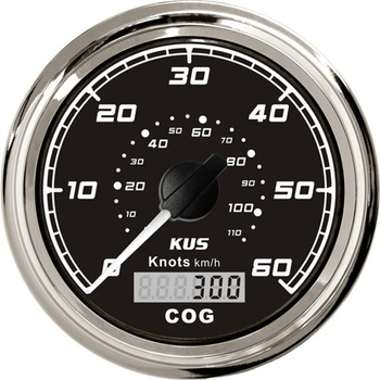 ZEGAR PRĘDKOŚCIOMIERZ GPS 0-60Kn Z ANTENĄ, 12/24V, D96MM, CZARNY, BEZEL SS