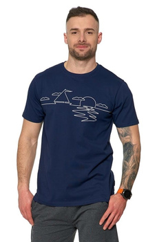 KOSZULKA MĘSKA T-SHIRT JACHT ZACHÓD SŁOŃCA GRANATOWA