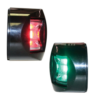 ZESTAW LAMP NAWIGACYJNYCH BURTOWYCH CZERWONA I ZIELONA LED 12V - FOS OBUDOWA CZARNA MONTAŻ PION