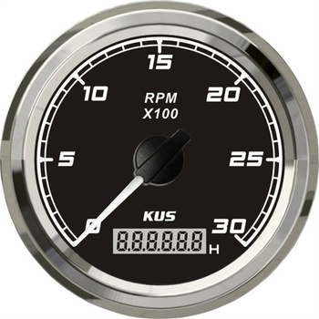 ZEGAR OBROTOMIERZ 0-3000RPM Z MOTOGODZINAMI, 96MM, CZARNY, BEZEL SS