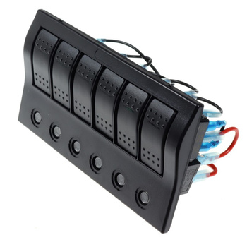 PANEL ELEKTRYCZNY WODOSZCZELNY IP68, 12/24V, 6 ROCKER SWITCH LED