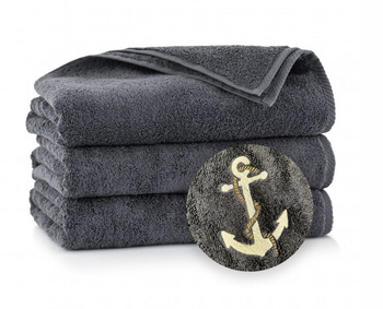 KOMPLET 3 RĘCZNIKÓW BAWEŁNIANYCH KOTWICA (30X50, 50x100,70x140) GRAFIT