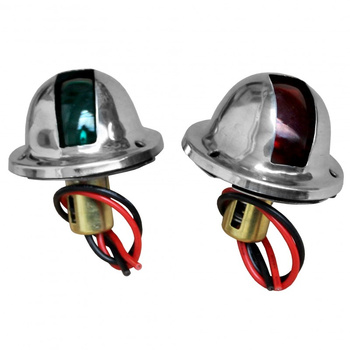 ZESTAW LAMP NAWIGACYJNYCH BURTOWYCH CZERWONA I ZIELONA - 12V OBUDOWA STAL NIERDZEWNA