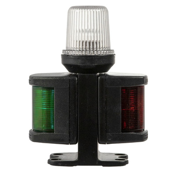 LAMPA NAWIGACYJNA ZESPOLONA BURTOWA CZERWONA I ZIELONA / BIAŁA 360 KOTWICZNA - 12V OBUDOWA CZARNA