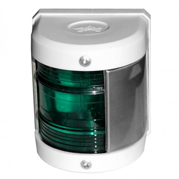 LAMPA NAWIGACYJNA BURTOWA ZIELONA - 12V OBUDOWA BIAŁA (X)