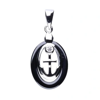 ZAWIESZKA SREBRNA KOTWICA Z CERAMIKĄ PR.925