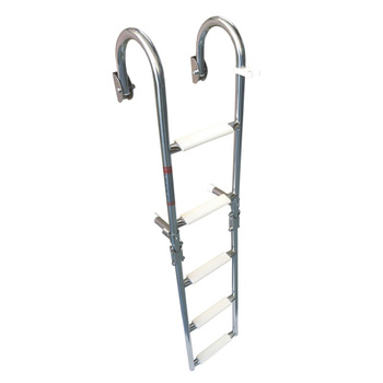 DRABINKA 5-STOPNIOWA, SKŁADANA, L290, W266, H593, STAL NIERDZEWNA, POKŁAD, BURTA, Z PORĘCZAMI