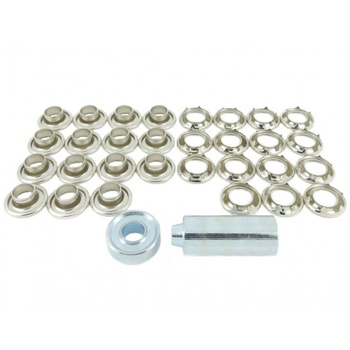 ZESTAW GROMMET 8,3mm, MOSIĄDZ NIKLOWANY 15 szt. + ZABIJAK
