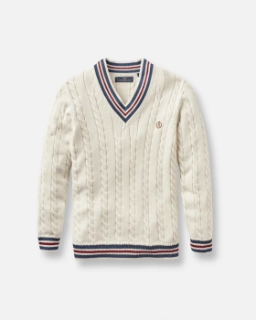 SWETER MĘSKI HENRI LLOYD TRAFFORD V-KNIT JUMPER - ECRU