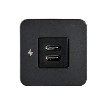 SC-TILE-20 Podwójne gniazdo ładowania wewnętrznego USB-C, seria TILE, 12/24V - czarna ramka