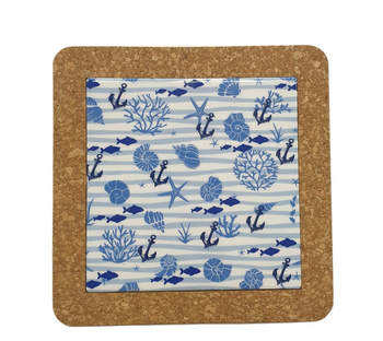PODKŁADKA CERAMICZNO-KORKOWA 14.5CM MORSKA