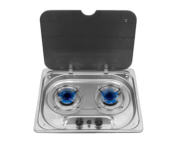 KUCHENKA GAZOWA DWUPALNIKOWA Z POKRYWĄ SZKLANĄ I ZAPALARKĄ PIEZO