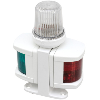 LAMPA NAWIGACYJNA ZESPOLONA BURTOWA CZERWONA I ZIELONA / BIAŁA 360 KOTWICZNA - 12V OBUDOWA BIAŁA