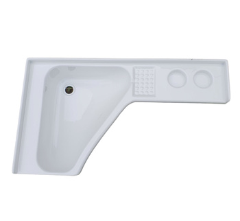 UMYWALKA BIAŁA NAROŻNA Z PÓŁKĄ PO PRAWEJ