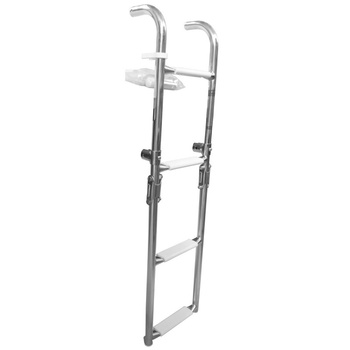 DRABINKA 4-STOPNIOWA, SKŁADANA, L160, W220, H460, STAL NIERDZEWNA, POKŁAD, BURTA, Z PORĘCZAMI