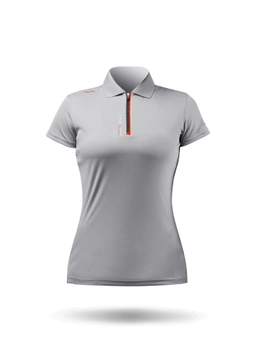 KOSZULKA DAMSKA ZHIK POLO UPF50+ UVActive™ ZIP SPORTS ATP-0085-W SZARA
