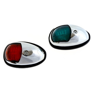 ZESTAW LAMP NAWIGACYJNYCH BURTOWYCH CZERWONA I ZIELONA LED - 12/24V OBUDOWA STAL NIERDZEWNA 316