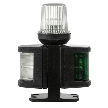 LAMPA NAWIGACYJNA ZESPOLONA DZIOBOWA DWUSEKTOROWA / RUFOWA / BIAŁA 360 KOTWICZNA - 12V OBUDOWA CZARNA