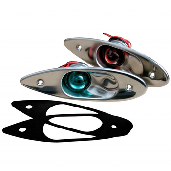 ZESTAW LAMP NAWIGACYJNYCH BURTOWYCH CZERWONA I ZIELONA EYE - 12V OBUDOWA STAL NIERDZEWNA