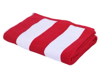 RĘCZNIK  JEDEKA 90X160 MANGO  PLAŻOWY PASY CZERWONY