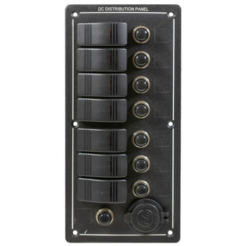 PANEL ELEKTRYCZNY WODOSZCZELNY IP68, 12/24V, 7 ROCKER SWITCH ON-OFF