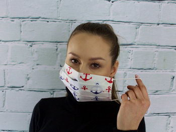 MASKA OCHRONNA PODWÓJNA KOTWICZKI BIEL-GRANAT (Z KIESZONKĄ NA FILTR)