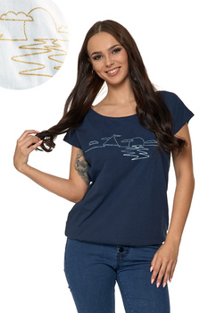 KOSZULKA DAMSKA JACHT ZACHÓD SŁOŃCA GRANATOWA