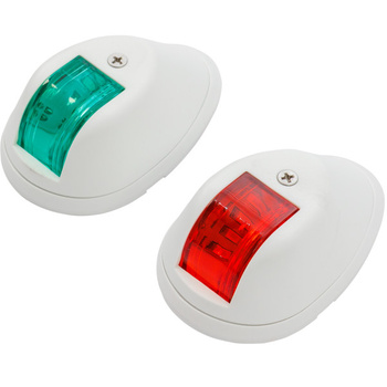 ZESTAW LAMP NAWIGACYJNYCH BURTOWYCH CZERWONA I ZIELONA LED - 12/24V OBUDOWA BIAŁA