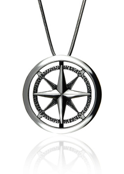 ZAWIESZKA SREBRNA RÓŻA WIATRÓW MAXI pr.925