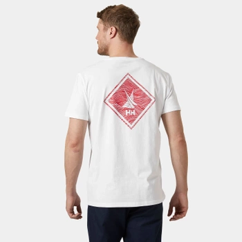 KOSZULKA MĘSKA HELLY HANSEN SHORELINE T-SHIRT 2.0 WHITE/RED (34222)