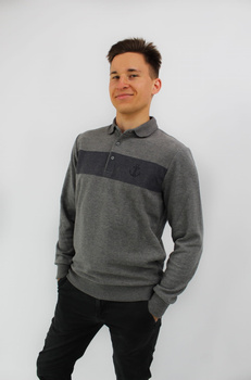 BLUZA MĘSKA POLO KOTWICA  OKP21829  SZARA