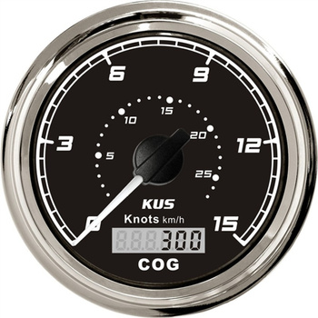 ZEGAR PRĘDKOŚCIOMIERZ GPS 0-15Kn Z ANTENĄ, 12/24V, D96MM, CZARNY, BEZEL SS