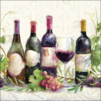 SERWETKI PAPIEROWE 33X33CM WINE BOTTLES BUTELKI WINA