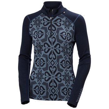 BIELIZNA DAMSKA HELLY HANSEN KOSZULKA LIFA MERINO MIDW GRA 1/2 ZIP NAVY NORDIC ROSE AOP