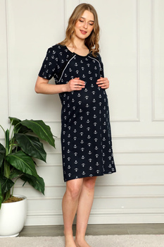 KOSZULA NOCNA DAMSKA DLA KOBIET W CIĄZY I MAM KARMIĄCYCH KOTWICZKI GRANATOWA