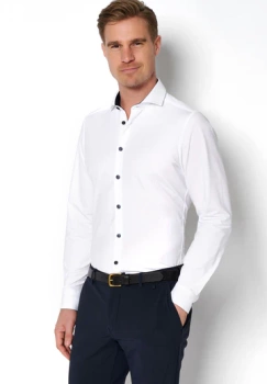 KOSZULA MĘSKA HATICO PURE FUNCTIONAL SLIM FIT4056 WHITE