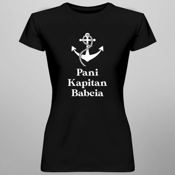 KOSZULKA DAMSKA PANI KAPITAN BABCIA CZARNA