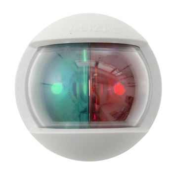 LAMPA NAWIGACYJNA DZIOBOWA DWUSEKTOROWA DO 12m - 12V POWER OBUDOWA BIAŁA PIONOWA