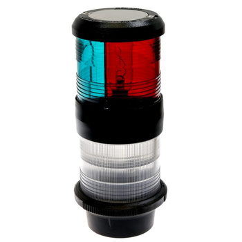 LAMPA NAWIGACYJNA ZESPOLONA S40 TRÓJSEKTOROWA / BIAŁA 360 KOTWICZNA - 12V OBUDOWA CZARNA