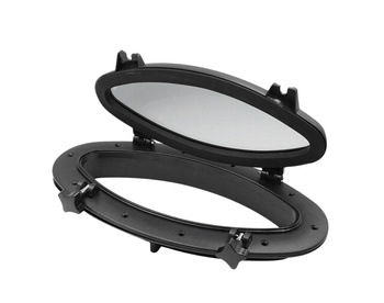 BULAJ ELIPTYCZNY OTWIERANY 410X220 MM PCV CZARNE - OKNO JACHTOWE SEAFLO SFPP2-03