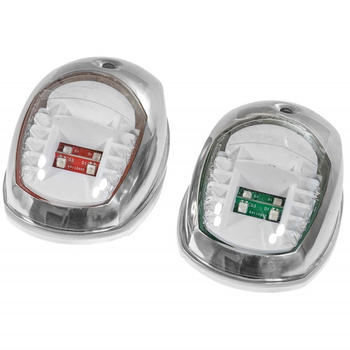 ZESTAW LAMP NAWIGACYJNYCH BURTOWYCH CZERWONA I ZIELONA LED - 12 V OBUDOWA STAL NIERDZEWNA