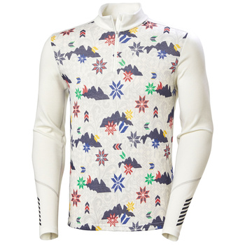 BIELIZNA MĘSKA HELLY HANSEN LIFA MERINO MIDWEIGHT 1/2 ZIP 49363 OFF WHITE CORTINA AOP