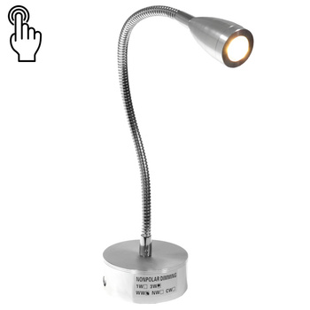 LAMPKA KINKIET LED WŁĄCZNIK DOTYKOWY ZE ŚCIEMNIACZEM, 12-24V, 3W, 25x60MM, ALUMINIUM, BIAŁA CIEPŁA